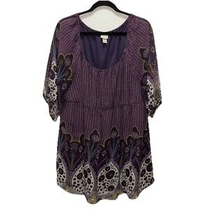 Lane Bryant 22/24 Purple Boho Tunic Top, Retail $75